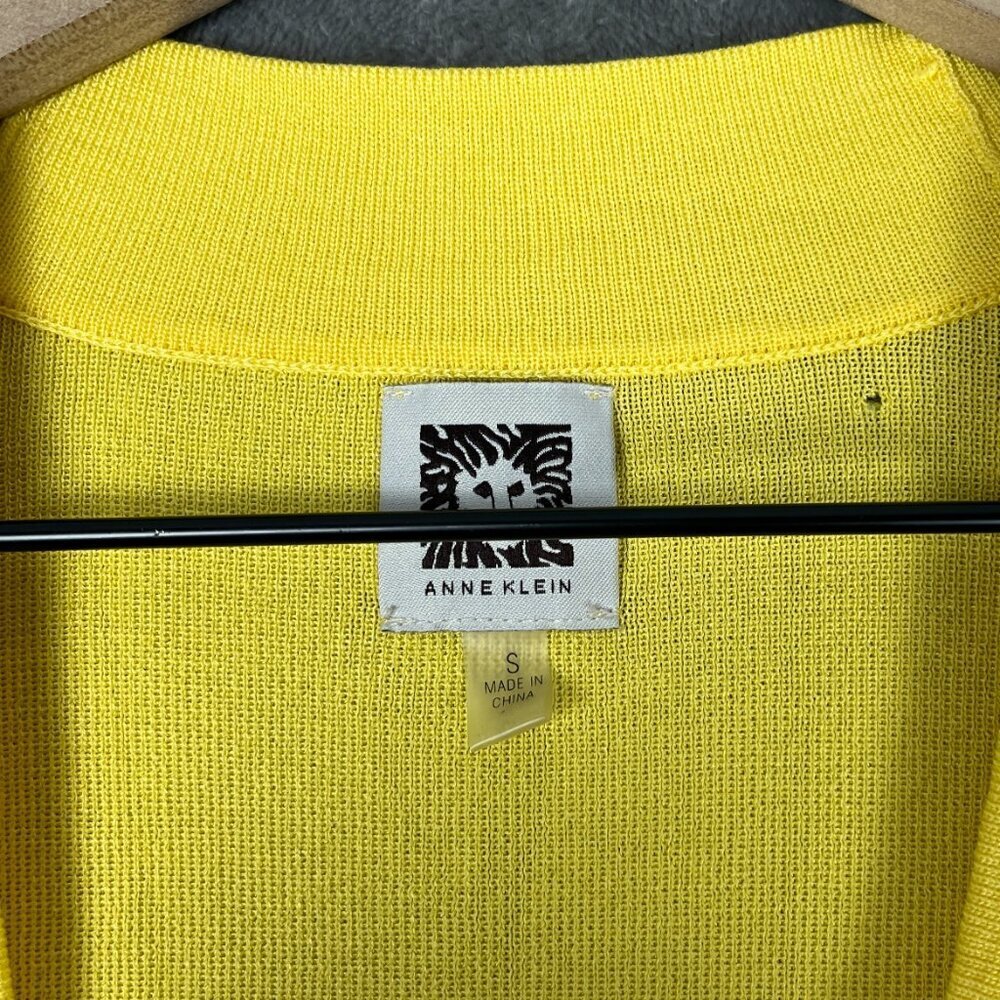 Anne Klein Malibu Open Cardigan Women’s S Yellow Knit Lightweight Preppy Casual - Picture 3 of 9